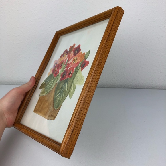 VINTAGE Potted Flowers Hand Painted Water Colors - Picture 7 of 10